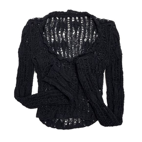 Acne Studios Kseni Ladder Stitch Crop Fishnet Sheer Sweater Black S
